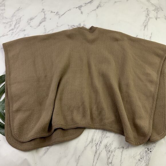 Cascada Womens Vintage 80s Cape Poncho Sweater One Size Taupe Brown Wool - Picture 7 of 10